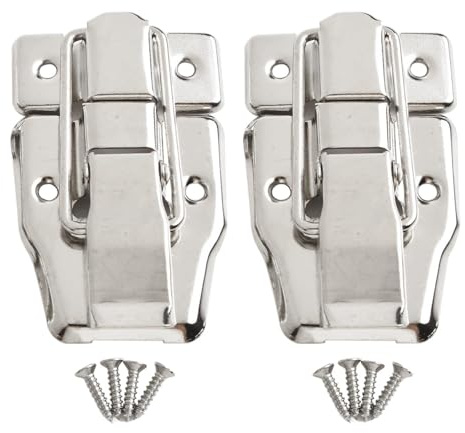 MoSundi Koffer-Clip-Verriegelung für Koffer, Werkzeugkasten, Truhe, Eisen-Knebelverschluss mit abhebbarem Design, Silber, 78 x 48 mm, 2 Stück