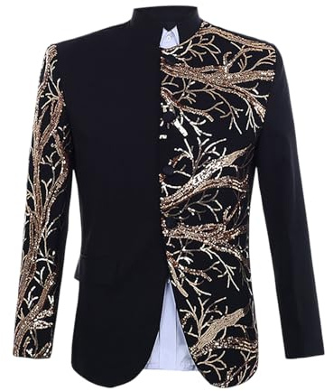 Luadnysin Glitzer Sakko Herren Pailletten Blazer Mantel Fasching Anzugjacke Karneval Festlich Kostüm Smoking Langarm Jackett Slim Fit Silvester Anzüge & Sakkos Für