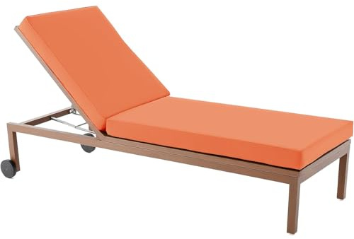 Generisch Sonnenliege Auflage Wetterfest, Liegenauflage Mit ReißVerschluss, Tragbarel Gartenliege Auflage Outdoor, Rutschfestes, Deckchair Auflagen für Strand, Hotel Und Pool,Orange,190x60x6cm