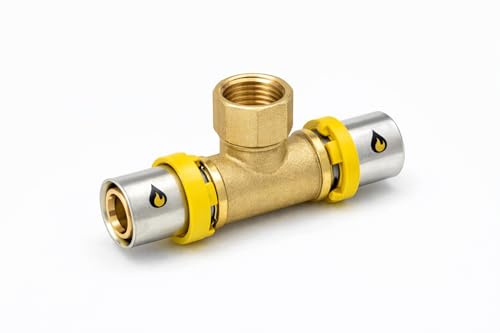 Raccordo Tee Gas 16x16x1/2 a Pressione per Tubo Multistrato Derivazione Impianti Gas Ottone Alta Tenuta Facile Installazione LEMAG SRL