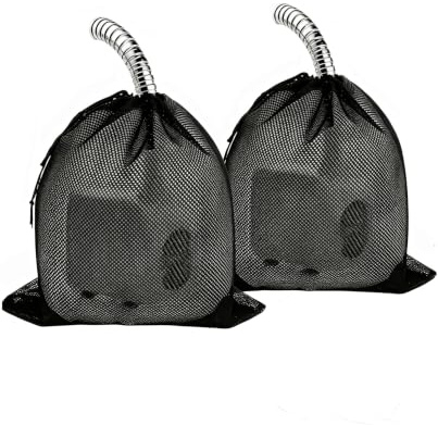 KERYBW 2 PCS Sac de Barrière de Pompe 45x45 cm, Sac en Filet de Filtre de Pompe d'Étang en Polyester Noir, Housse de Protection pour Pompe Submersible avec Cordon