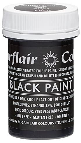 Sugarflair Black Edible Food Paint, for Painting Icing, Sugar Pastes, Flower & Modelling Pastes, Royal Icing, Marzipan & Buttercream - 20g