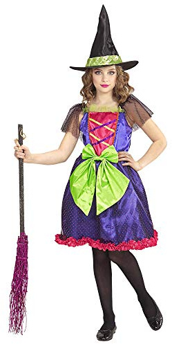 W WIDMANN MILANO Party Fashion - Kinderkostüm Hexe, Kleid, Hut, Dunkle Magierin, Halloween, Karneval