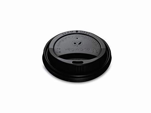 Vegware 79-Series CPLA Hot Cup Lids Black (1000 Pack) | Fits tightly to prevent leaks on takeaway beverages while offering eco-friendly commercial disposal.