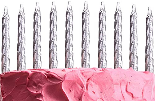 10pcs Spiral Silver Candles for Birthday Wedding Anniversary Dinner Party Cake Topper Table Decorations