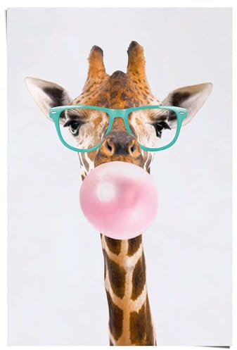 REINDERS Poster, Funky Giraffe, Kinderzimmer, Poster, Wanddeko, Room Decor, 150 gr. glänzend Bilderdruckpapier, Braun, 91,5x61cm