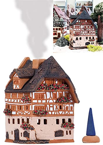Midene Keramik Weihnachten Dorfhäuser Kollektion - Handgemachte Miniatur des historischen Dürers Haus in Nürnberg Deutschland - Kerze, Räucherkegel Räucherstäbchenhalter R250