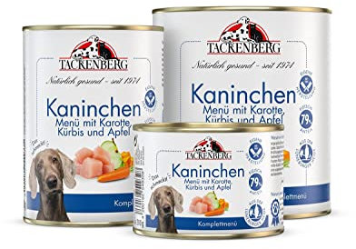 TACKENBERG Kaninchen mit Karotte, Kürbis & Apfel Nassfutter Dose für Hunde - Hundefutter in Premiumqualität - natürlich getreidefrei - 6 x 800 g