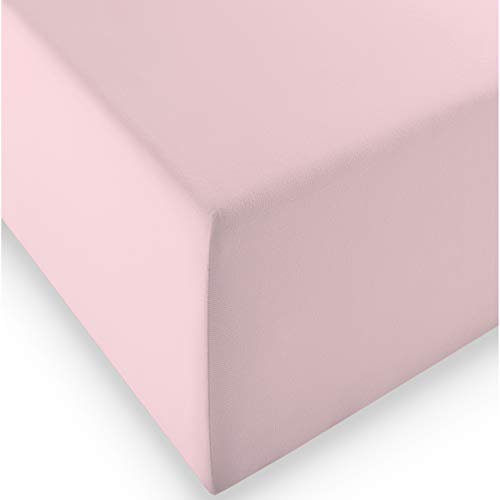 fleuresse 1119 XXL Jersey Stretch Spannbetttuch (96% Baumwolle, 4% Elasthan), mit Rumdumgummizug, Ökotex 100, für Matratzen bis 40 cm Höhe, 140 x 190-160 x 220 cm, Rose