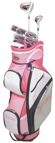 Golf Girl FWS3 Ladies Petite Golf Clubs Set with Cart Bag, All Graphite, Left Hand, Pink