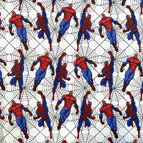 Kt KILOtela KiloFabric Patchwork Stoff - Digitaldruck - 100% Baumwolle - 50cm Länge x 140cm Breite | Spiderman - Weiß ─ 0.50 Meter