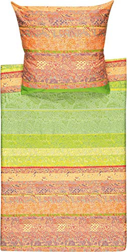 Bassetti Bettwäsche Montalcino V1 Feinsatin grün-pink-orange Größe 1x 135x200 cm + 1x 40x80 cm