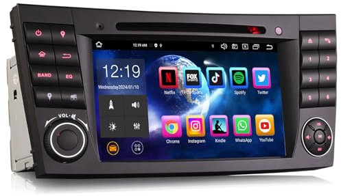Erisin 8-Core Android 13 Radio de Coche Car Radio DVD Estéreo Navegación de Automóvil para Mercedes Benz E/CLS/G Class W211 W219 W463 7 Incorporada DSP CarPlay Android Auto WiFi 4GB RAM+ 64GB ROM