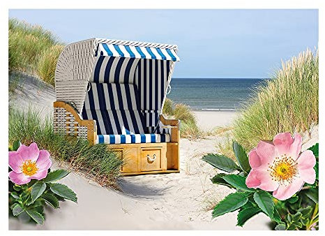 Ideen mit Herz 5D Diamond Painting | Diamant Painting Set | Motiv: 35 x 25 cm | Leinwand: 30 x 40 cm | runde Steinchen | inkl. Zubehör | Verschiedene Bilder zur Auswahl (Strandkorb)