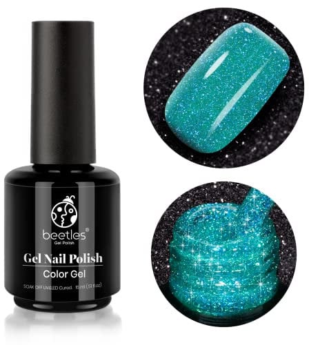 Beetles Glitter Gel Nail Polish 15ml New Oasis Green Reflective Nail Gel Soak Off LED Nail Lamp Flashy Gel Polish Nail Art Manicure Salon DIY Home
