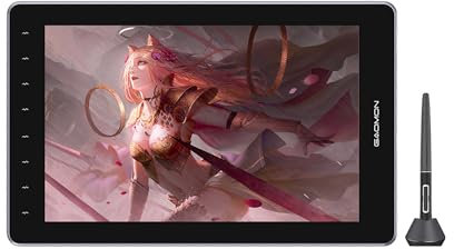 Zeichentablett mit Bildschirm, GAOMON PD1610, 40,6 cm (16 Zoll), 2,5 K, QHD, volllaminiertes blendfreies Stift-Display, 120% sRGB-Grafik-Zeichentablett mit 8 Touch-Tasten und verstellbarem Ständer