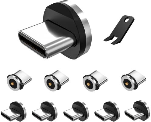 Boffdock 1-Pin Type C Magnetic Tips,1 Pin Magnetic Type C Tips,10Pcs Magnetic Type C Connector Tips Head