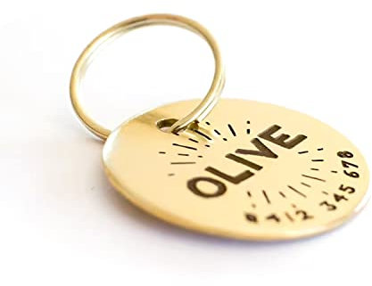 Engraved Dog Tag Brass Dog ID Tag Personalized Dog Tags Engraved For Pets, Cute Cat & Dog Name Tags Custom Pattern Engraved Round