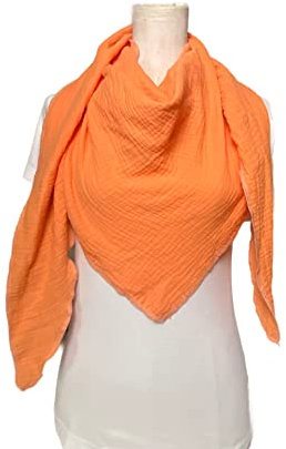 Musselintuch Schal Dreieckstuch knalliges Orange Halstuch Damen XXL Uni Wickelschal Stola Tuch Handmade Schal einlagig