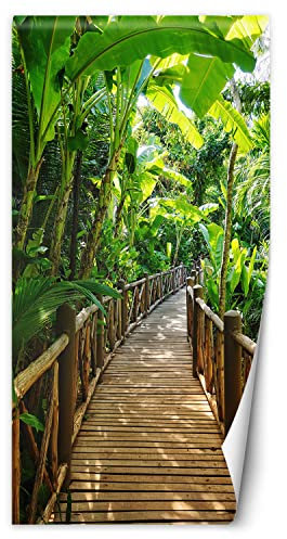Feeby Türtapete selbstklebend Blätter Palmen Dschungel 100x200 cm Türposter Türsticker Fototapete Wohnzimmer Schlafzimmer Kinderzimmer Büro Fußgängerbrücke Tropen Exotisch Grün