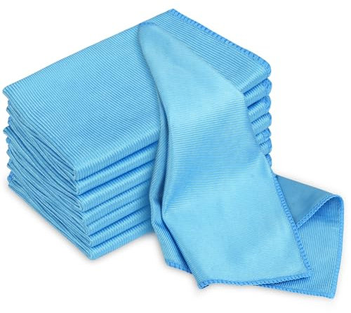 HOTUT 8 x Microfibre Glass Cloths 40×30cm Microfiber Glass Cleaning Cloth, Lint Free and Ultra Fine Cleaning Cloths for Windows and Glass, Magic Glass Cleaning Cloth for Mirror, Screen, Car Windscreen