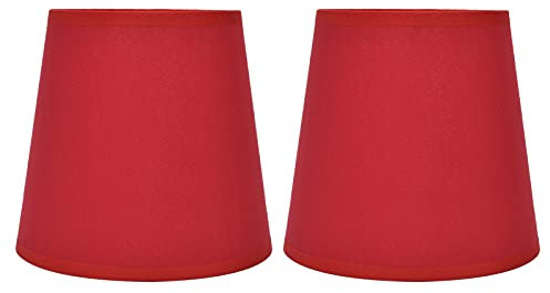 2 Stück Lampenschirm Für Den Innenbereich, Tischlampenschirm aus Stoff, Lampenschirm aus Stoff, E14-Lampenabdeckung, Heimdekoration Für E14-Kronleuchter, Tischlampen Und Stehlampen(Rot)