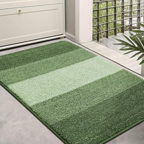 Homaxy Door Mats Indoor, Machine Washable Soft Doormats, Dirt Trapper Super Absorbent Entrance Rug, Non-slip Floor Mats For Inside, Front Back Door, Pets and Dogs (60 X 90 cm, Green)
