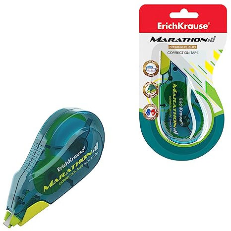 Erich Krause Korrekturroller 5mm x 12m 1 Stück - Korrekturmaus für Büro Schule Uni - Korrekturband für Tinte jeder Art und Farbe