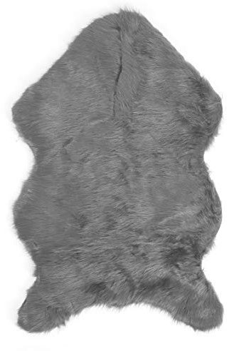 QANYEGN Faux Fur Sheepskin Style Rug, Faux Fur Rug Sofa Chairs Cover, Grey Artificial Sheepskin Fur Rugs for Bedroom Sofa Floor (Gray)