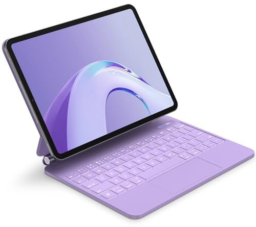 GOKOCO Magnetic Keyboard Case for 2025 iPad Air(M3) 11″&Air M2 11″ Tablet Keyboard Cover for Pro 11″ 4th/3rd/2nd/1st Gen&Air 5/4th Gen,Multi-Touch Trackpad&Power visualization,QWERTY UK Layout-Purple