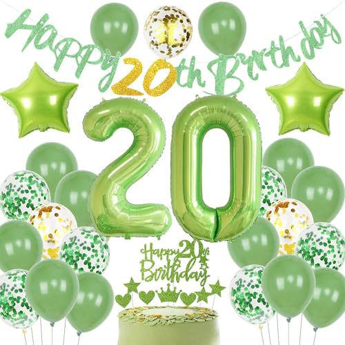 Grün Geburtstagsdeko 20 Mann, Grün 20 Geburtstag Deko Frau, Luftballons 20. Geburtstagsdeko Mann 20. Geburtstag, 20. Frau Ballon, 20. Party Deko