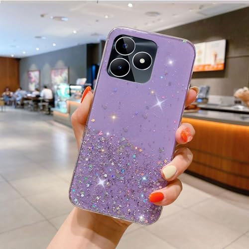 Funda Compatible con Realme C53/Realme C51 Case Transparente Brillo de Estrellas Cover Antigolpes TPU Carcasa