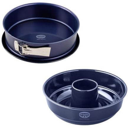Dr. Oetker 9923350 Moule à charnière de 26 cm étanche, moule à charnière, Moule à savarin 26 cm, moule gateau cheminée, moule a gateau, Moule à savarin, moule gateau cheminée, Acier, Bleu, 26 cm