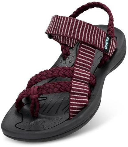 OutPro Damen Sandals Braided Strap, Sommerliche Fußgewölbeunterstützung Strandsandalen mit Offenem Zehenbereich und Klettverschluss Verstellbare Sandalen für Urlaub, Wandern, Reisen