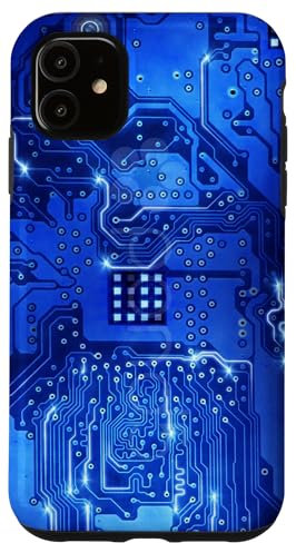 Coque pour iPhone 11 Carte mère bleue pour ordinateur