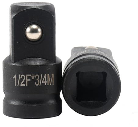 Juttzzei Impact Socket Adapter, 1/2 Inch Drive (F) x 3/4 Inch (M) Socket Adapter, Premium Black Chrome Vanadium Steel 1/2 x 3/4 Impact Socket Reducer for Use with Air Impact Wrenches, Breaker Bars