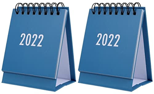 2 Stück 2022 Mini Tischkalender Monatliche Schreibtischunterlage Kalender 2022 Kalender Wand Mini-Kalender 2022 Stehkalender Tischstaffelei Tragbarer Notizkalender Scroll Büro Perlglanzpapier
