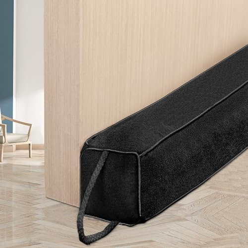 HooTown Zugluftstopper für türen, 107cm Schwerer Zugluftstopper tür Zugluftstopper Windstopper Türluftstopper für Schutz Zugstopper Türluftstopper Haustür Kältestopper für Türen & Fenster, Schwarz
