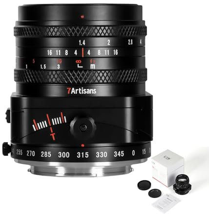 7artisans 50 mm F1.4 Tilt-Shift-Objektiv, APS-C, Prime-Objektiv mit großer Blende, kompatibel mit Sony E-Mount spiegellose Kamera A7 A7II A7III A7R A7RII A7RIII A7RIV A7S A7SII A9 A7C