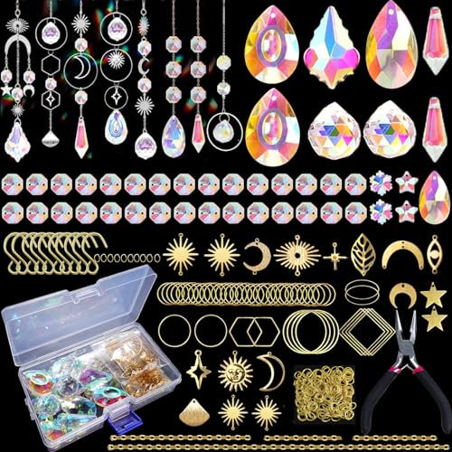 Luzoybo Lot de 240 Attrape-Soleil pour Adultes - Kit Attrape-Soleil en Cristal - avec Perles Multicolores - pour Windows - Décoration d'intérieur et d'extérieur (l'or)