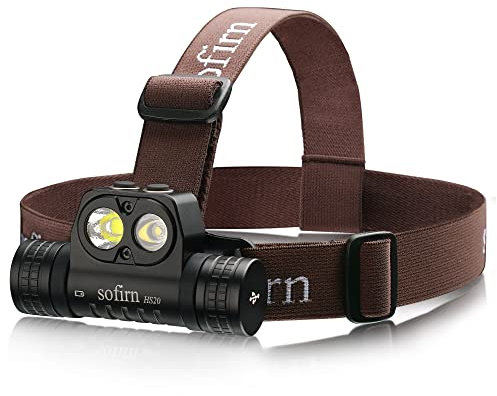 Superhelle wiederaufladbare LED Stirnlampe mit 2700 Lumen(Dual-LED),Sofirn HS20 Led Kopflampe mit Dual LEDs EDC Taschenlampe mit 5 Helligkeitsmodus Spotlicht & Floodlight Funktion für Camping, Angeln