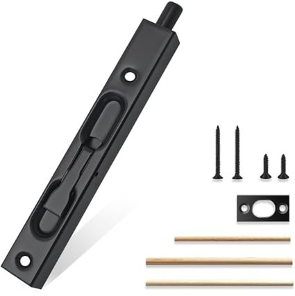 MOSECYOU Flush Bolt French Door Lock, 6” Concealed Bolt Latch for Double Doors, Flip Lever Mechanism, Black, Stainless Steel