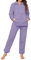 RITOSTA Pigiama Donna Invernale Felpato Pigiama Invernale in Pile Morbido Pigiami Stitch Lungo Pigiama Natalizio Tuta Termica Due Pezzi Donna con Felpa Pile di Cerniera,Pantalone (Viola,L)
