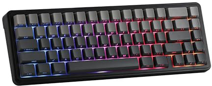 EPOMAKER x Aula F65 Tastiera Meccanica Wireless, Guarnizione per Tastiera da Gioco Personalizzata con Hot-Swap, RGB, Bluetooth/2,4 GHz/USB-C, Pre-lubed Linear Switches (Ombre Black, Reaper Switch)