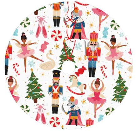 Nutcracker Christmas Tree Skirt 30 Inches, Xmas Tree Skirt Home Decoration New Year Holiday Party Ornaments Tree Mat