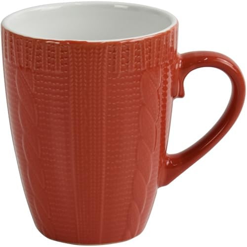 Mugs Set Coffee Tea Hot Chocolate Milk Tumbler Large Mugs for Multipurpose House Office Cafes Use Ideal for Gifting Tableware (Red Strip 1pc 370ml)