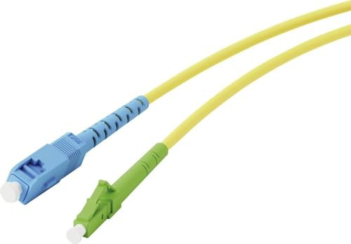 VIVANCO 45715 Glasfaser Netzwerkkabel, Patchkabel SC, LC 5m Neongelb, Neongrün, Neonblau extrem dünn, Flexibel, Flexibler