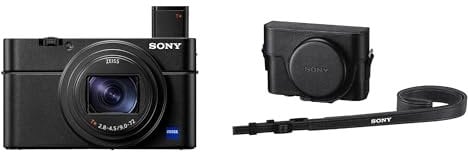 Ony RX100 VII Kompakte Premium-Kamera mit 4k Video, 24-200 mm F2.8-4.5 Zeiss Zoom-Objektiv, 1 Sensor, Autofokus zur Augenverfolgung, 4K-Filmaufnahmen und neigbares Display + LCJ-RXK Schutzhülle