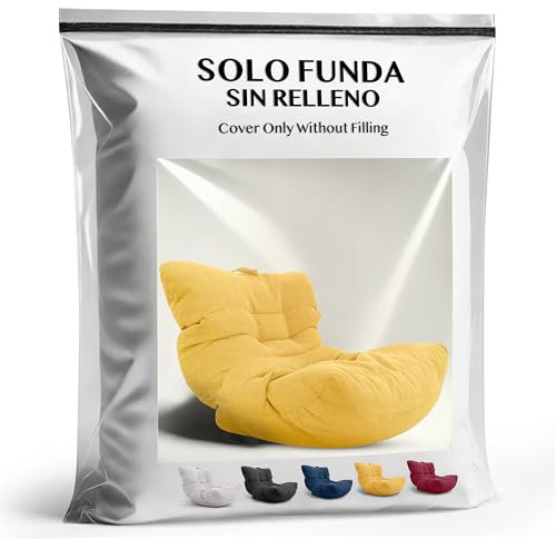Aiire Funda Puff Salon de Lujo - Sofa Puf Gigante XXL Moderno sin Relleno Incluido - Puffs Grandes para Adultos o Decoracion Habitacion Juvenil - Bean Bag Chair Amarillo