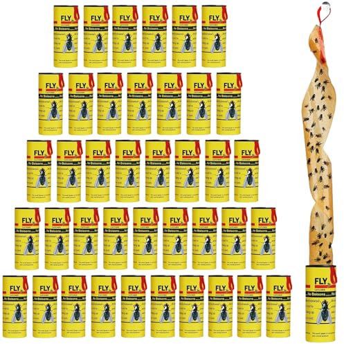 Lot de 40 Tue Mouche et piège moucheron, Ruban Attrape Mouche intérieur, attrappe Insectes Efficace pour Maison, Cuisine, Balcon, élimine Mouches et nuisibles Facilement